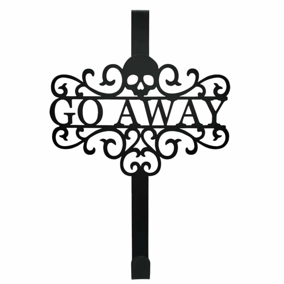 15" Black Go Away Skull Wreath Hanger by Ashland®