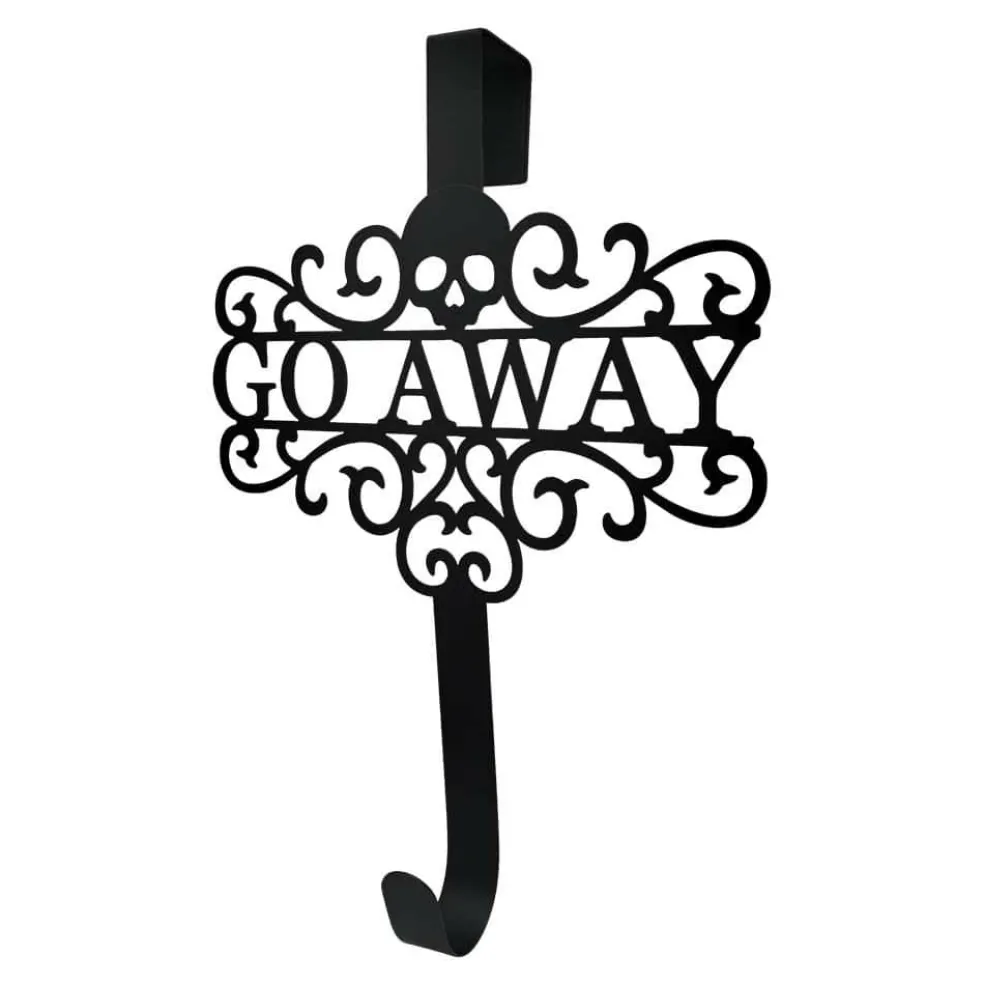 15" Black Go Away Skull Wreath Hanger by Ashland®