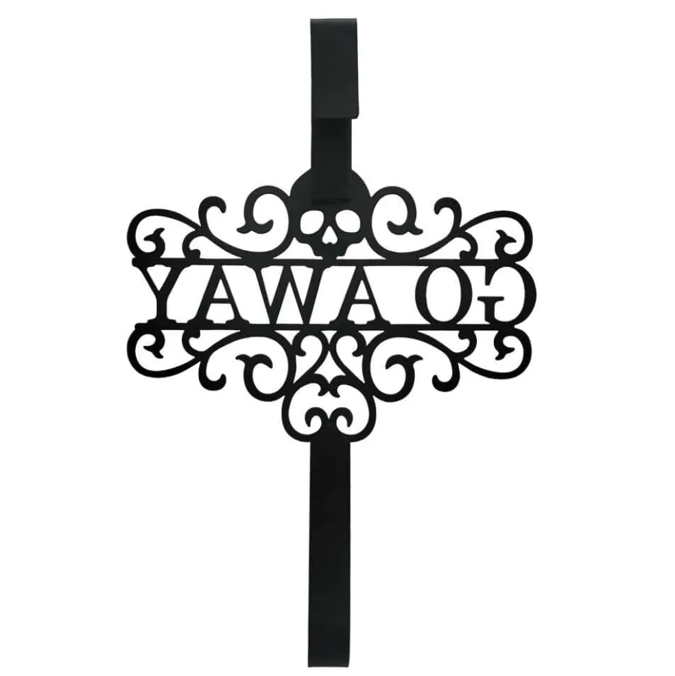 15" Black Go Away Skull Wreath Hanger by Ashland®