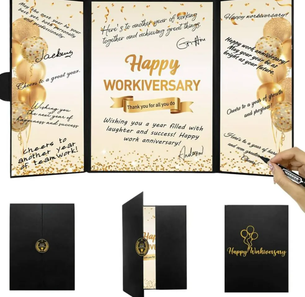 Black Gold Happy Workiversary Party Decorations, Happy Work Anniversary