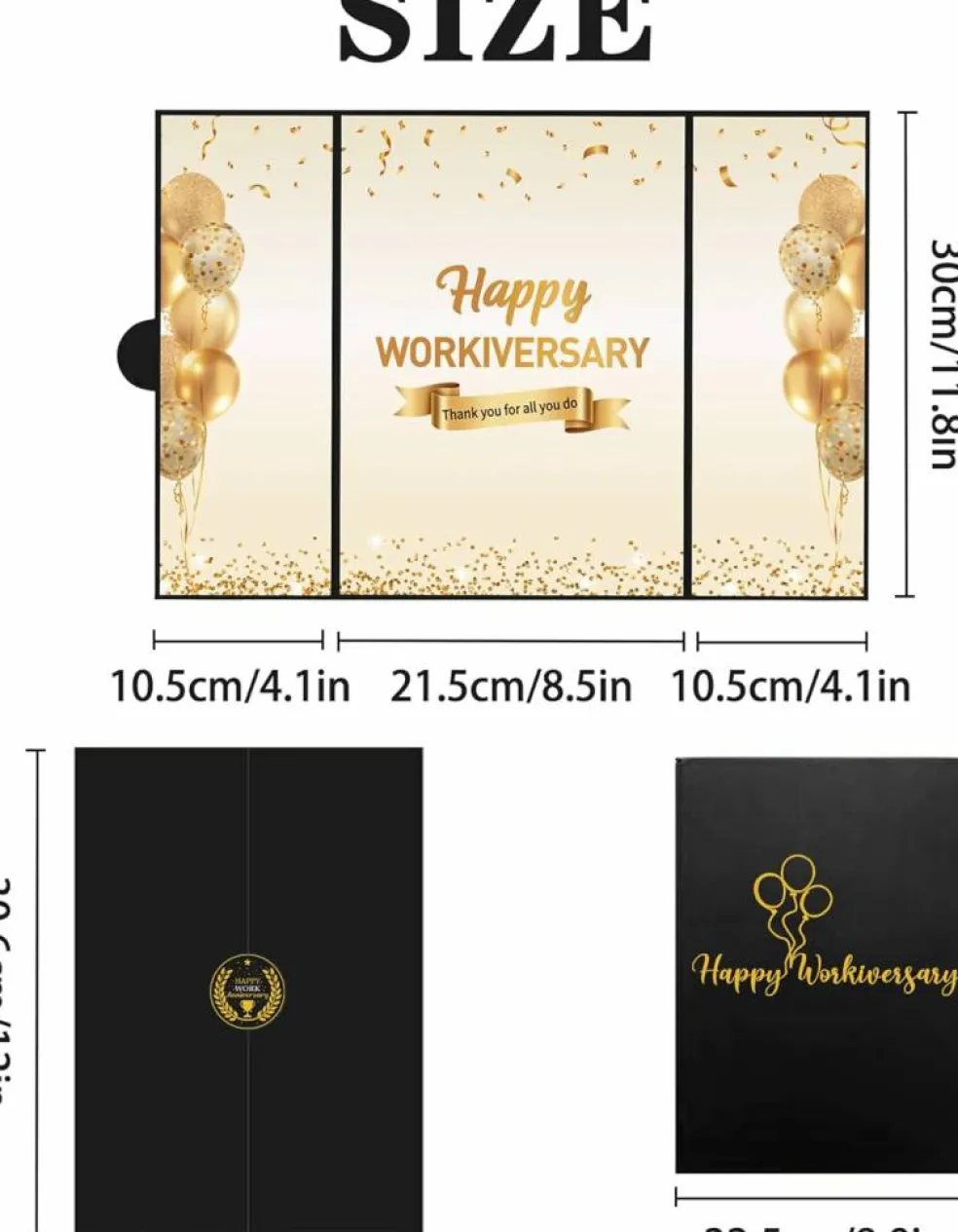 Black Gold Happy Workiversary Party Decorations, Happy Work Anniversary