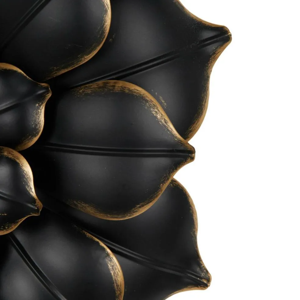Black & Gold Metal Floral 3D Wall Décor with Gold Center Set