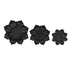 Black & Gold Metal Floral 3D Wall Décor with Gold Center Set