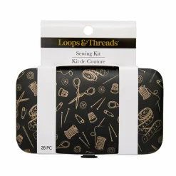 Black & Gold Notions Faux Leather Sewing Kit by Loops & Threads®