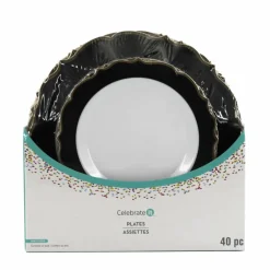 Black & Gold Rim Lunch & Dinner Plates, 40ct. by Celebrate It™