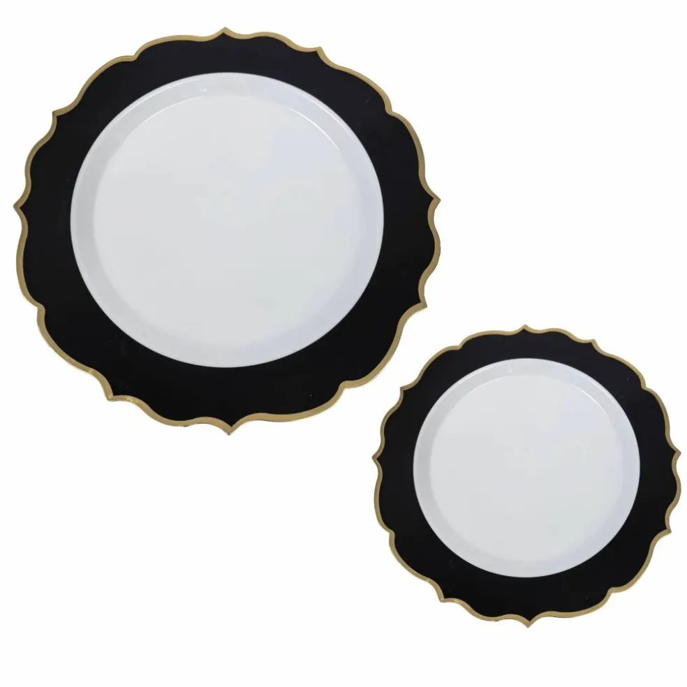 Black & Gold Rim Lunch & Dinner Plates, 40ct. by Celebrate It™