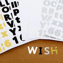 Black, Gold, Silver & White Modern Letter & Number Stickers by Recollections™