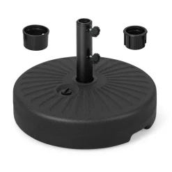 Black HDPE Patio Umbrella Base with Metal Pole and Refillable Design