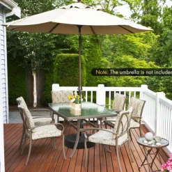 Black HDPE Patio Umbrella Base with Metal Pole and Refillable Design