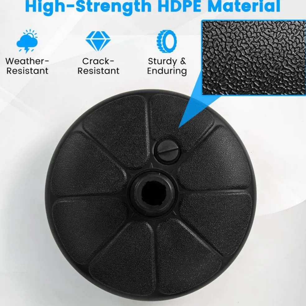 Black HDPE Patio Umbrella Base Refillable with Sand Water for 8.2ft Umbrella