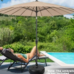 Black HDPE Patio Umbrella Base Refillable with Sand Water for 8.2ft Umbrella