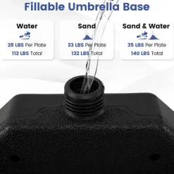 Black Heavy Duty 4-Plate Market Umbrella Base 140 lbs with Secure U Pins