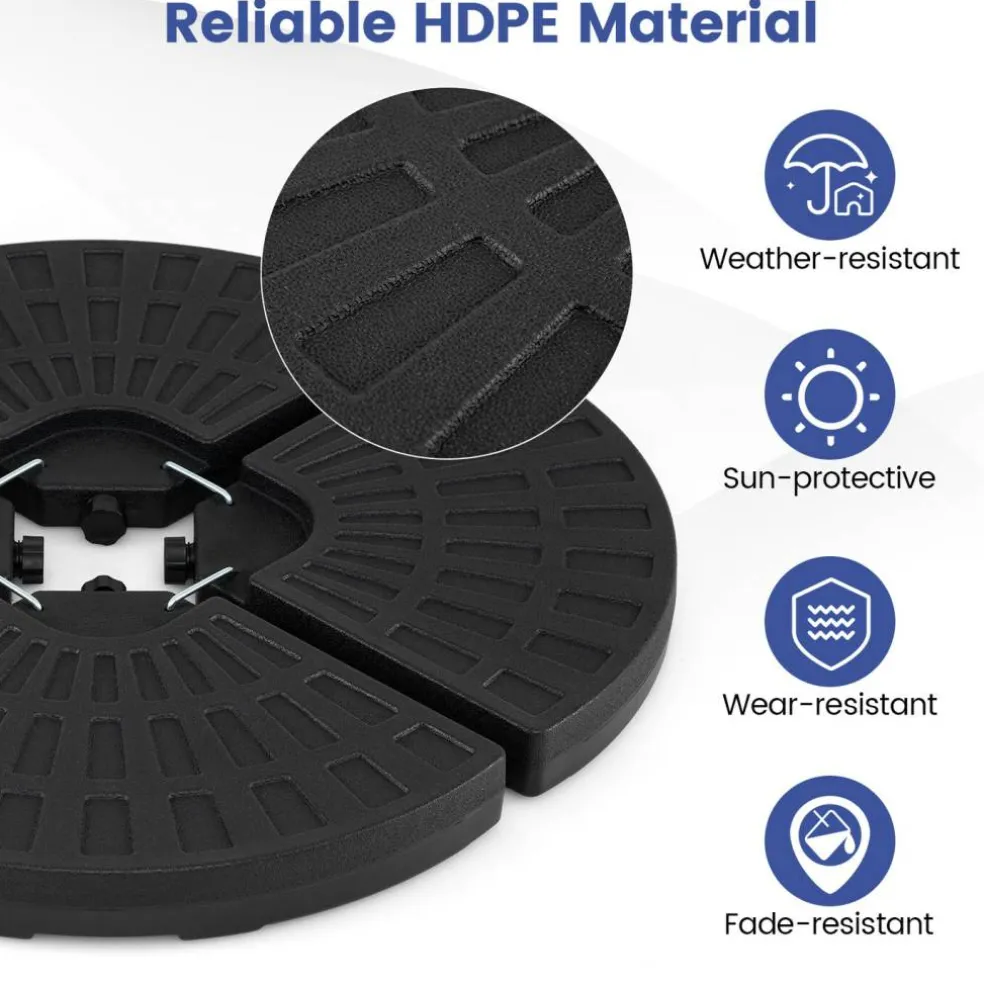 Black Heavy Duty 4-Plate Market Umbrella Base 140 lbs with Secure U Pins