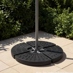Black Heavy Duty 4-Plate Market Umbrella Base 140 lbs with Secure U Pins