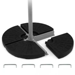 Black Heavy Duty 4-Plate Market Umbrella Base 140 lbs with Secure U Pins