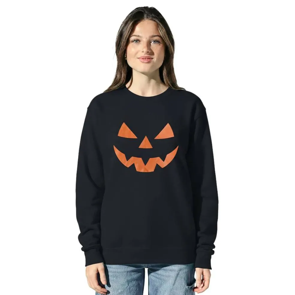 Black Jack-o'-Lantern Face Adult Sweatshirt