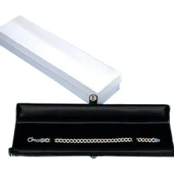 6 Black Leather Bracelet Gift Boxes Display Snap Lid