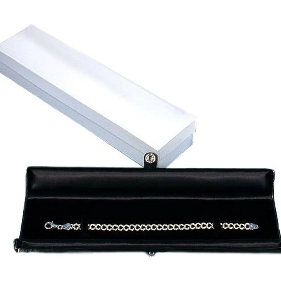 6 Black Leather Bracelet Gift Boxes Display Snap Lid
