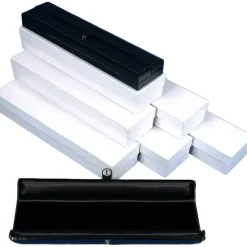 6 Black Leather Bracelet Gift Boxes Display Snap Lid