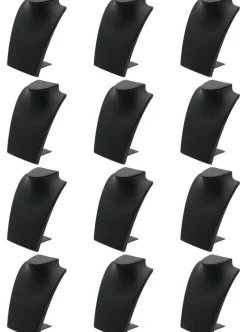 Black Leather Bust with Retractable Stand Jewelry Display 8 1/4