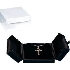12 Black Leather Pendant Earring Boxes Snap Lid Display
