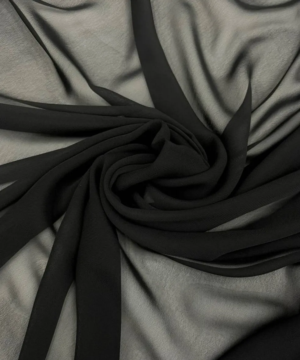 Black Matte Chiffon Fabric by the Yard, 58" Wide Lightweight Sheer Draping Fabric for Chuppah, Wedding Arch, Table Runner