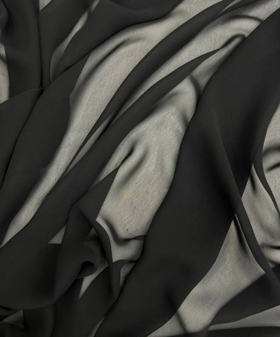 Black Matte Chiffon Fabric by the Yard, 58" Wide Lightweight Sheer Draping Fabric for Chuppah, Wedding Arch, Table Runner