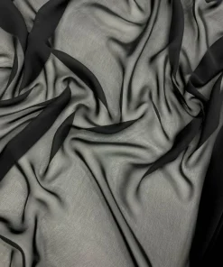 Black Matte Chiffon Fabric by the Yard, 58