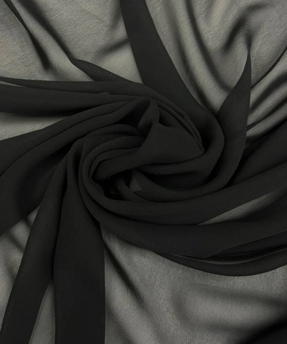 Black Matte Chiffon Fabric by the Yard, 58" Wide Lightweight Sheer Draping Fabric for Chuppah, Wedding Arch, Table Runner