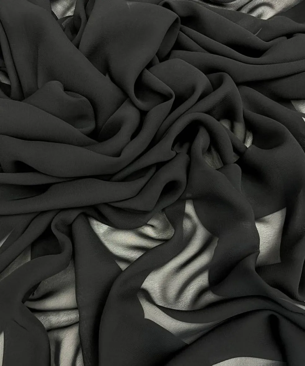 Black Matte Chiffon Fabric by the Yard, 58" Wide Lightweight Sheer Draping Fabric for Chuppah, Wedding Arch, Table Runner