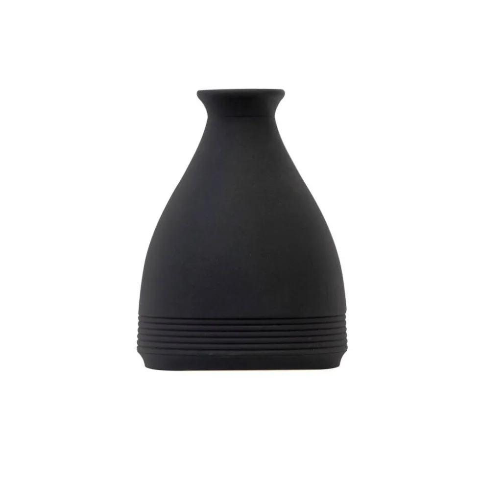 10" Black Matte Cone Stone Vase