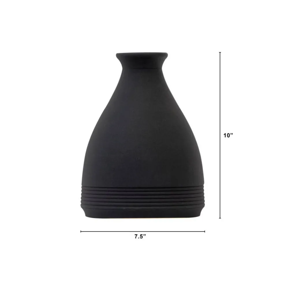10" Black Matte Cone Stone Vase