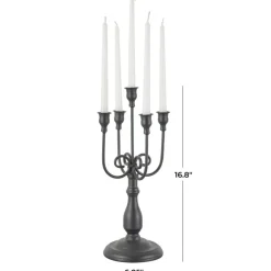 17" Black Metal Antique Style Candelabra