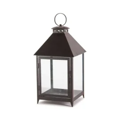 Black Metal & Glass Lantern Set, 11.75