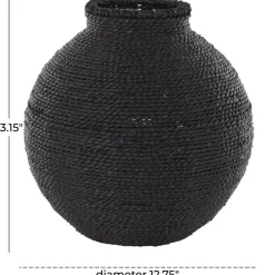 13" Black Metal Handmade Wrapped Vase