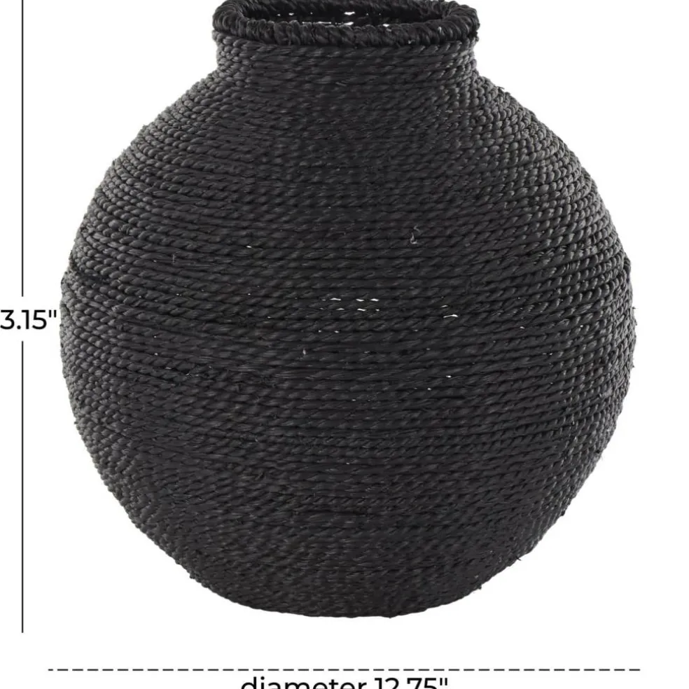 13" Black Metal Handmade Wrapped Vase