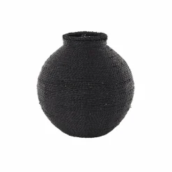 13" Black Metal Handmade Wrapped Vase