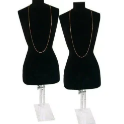 2 Black Necklace Bust Jewelry Body Window Case Displays