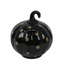 8" Black & Orange Polka Dot Pumpkin Glass Tabletop Décor by Ashland®