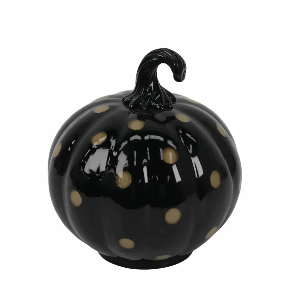 8" Black & Orange Polka Dot Pumpkin Glass Tabletop Décor by Ashland®