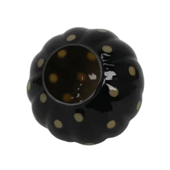 8" Black & Orange Polka Dot Pumpkin Glass Tabletop Décor by Ashland®