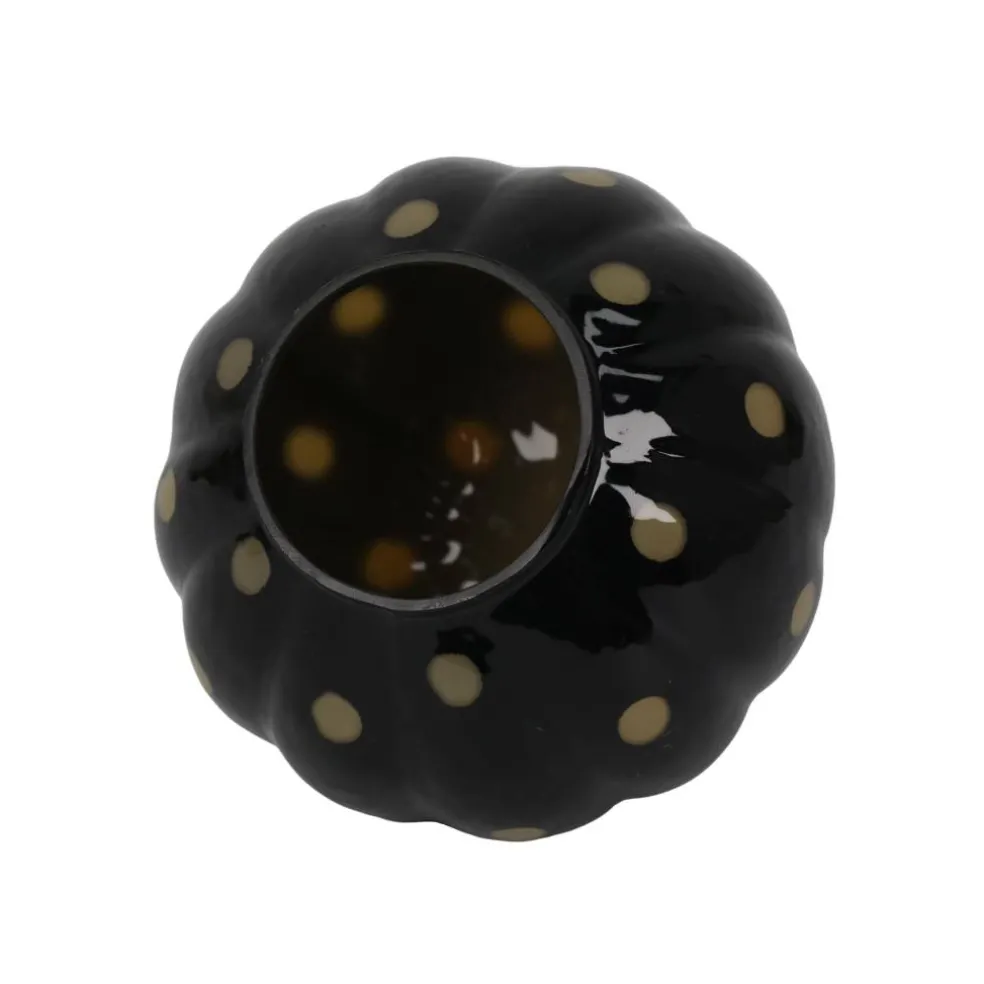8" Black & Orange Polka Dot Pumpkin Glass Tabletop Décor by Ashland®