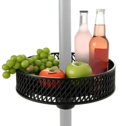 Black Patio Umbrella Table Tray with 3 Adapters for 1.26-1.5