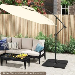 Black 4-Piece Patio Umbrella Base Set with Lockable Hooks