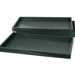 3 Black Plastic Stackable Display Trays Storage Container Units Travel Parts