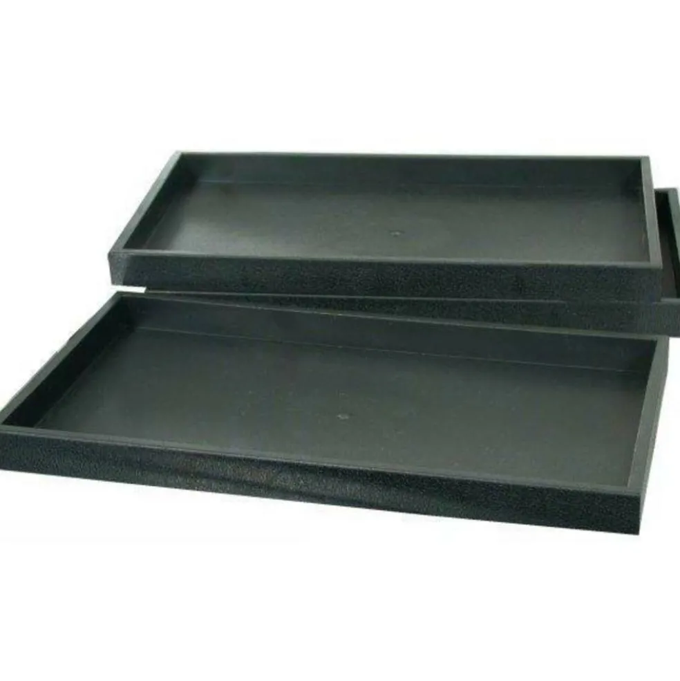3 Black Plastic Stackable Display Trays Storage Container Units Travel Parts