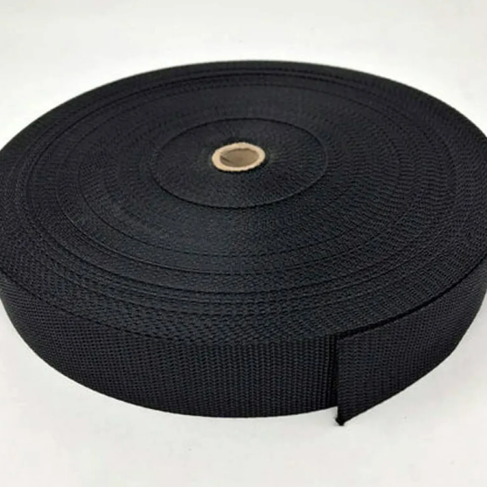 Black Polyester Webbing 1 Inch 1.5 Inches 2 Inches 50 Yards Full Roll