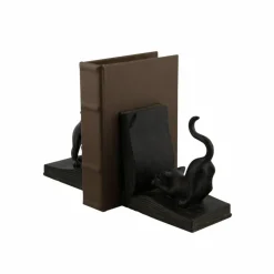 Black Polystone Eclectic Cat Bookends Set