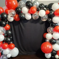 Black Red Silver Latex Balloons
