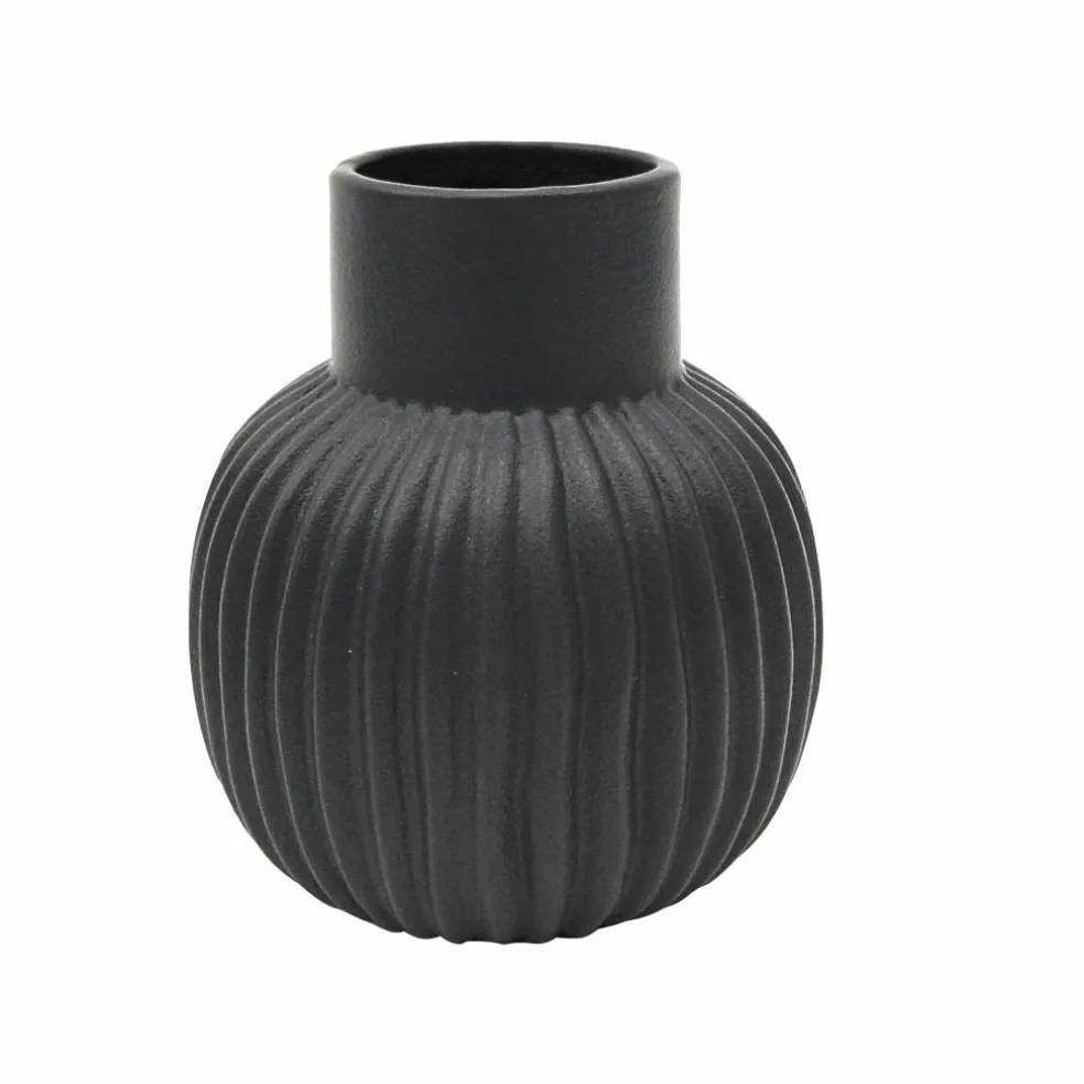 4.5" Black Ribbed Vase by Ashland®